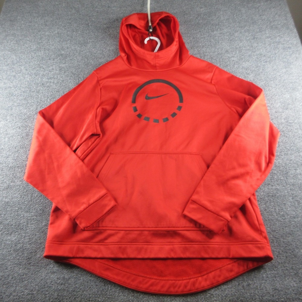Nike Hoodie Mens XL Red Dri-FIT Fleece Pullover Kangaroo Pocket Sweatshirt